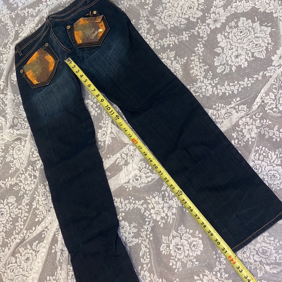 Y2K NEW APPLE BOTTOM JEANS SZ 9/10  ORANGE POCKET DETAIL SIGNATURE VINTAGE RARE - Picture 6 of 13